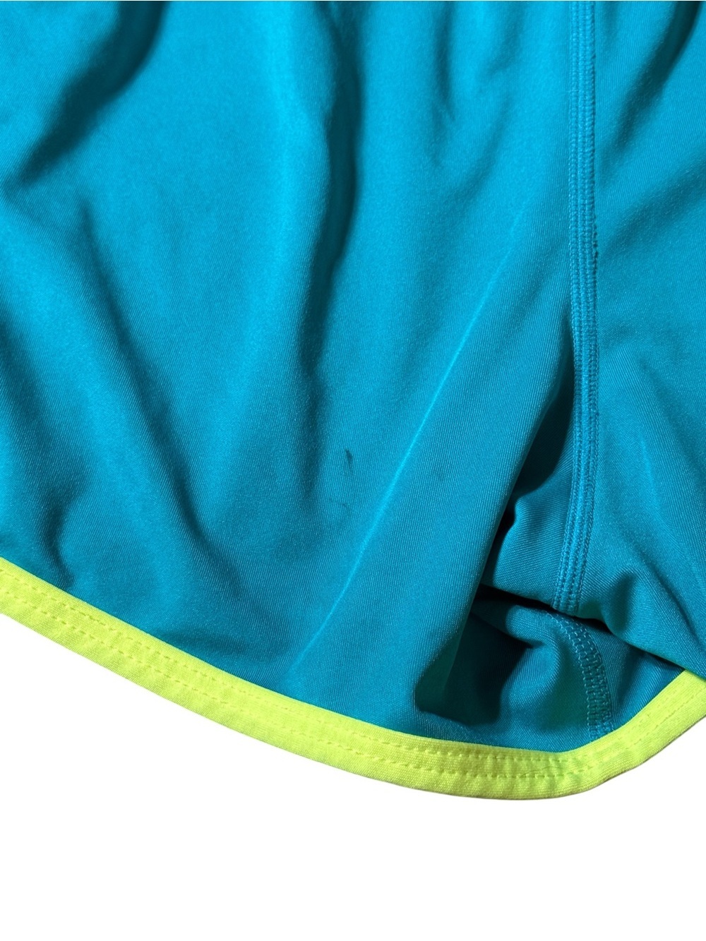 NIKE Women's Dri-Fit Lined Running Shorts Teal, Neon Green & Grey - Size Medium - Picture 4 of 4